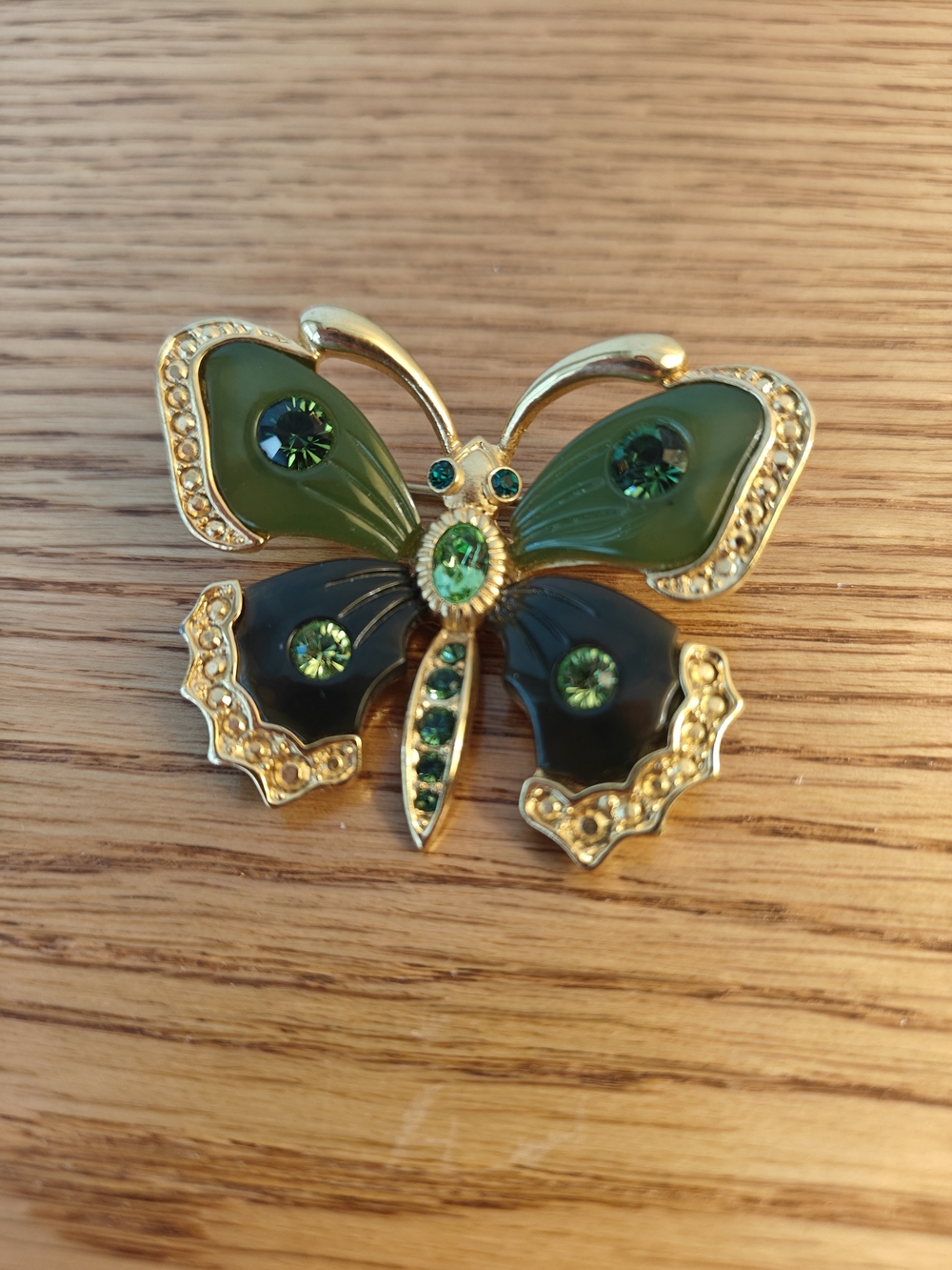 Joan Rivers Gold-Tone Green Enamel Butterfly Brooch with Green Crystals